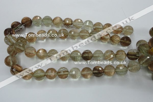 CGQ28 15.5 inches 16mm faceted round gold sand quartz beads