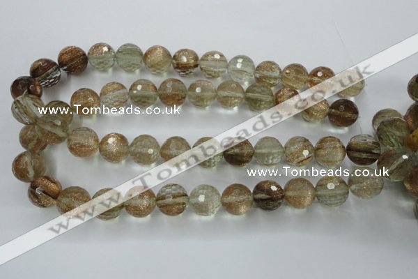 CGQ29 15.5 inches 18mm faceted round gold sand quartz beads