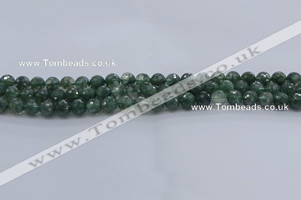 CGQ521 15.5 inches 6mm faceted round imitation green phantom quartz beads