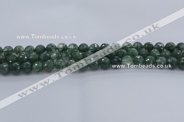 CGQ522 15.5 inches 8mm faceted round imitation green phantom quartz beads