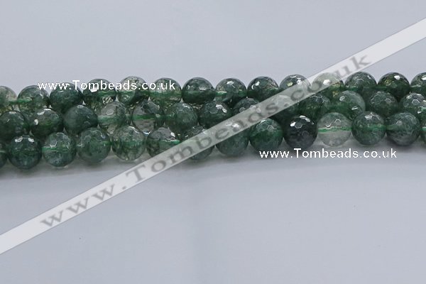 CGQ524 15.5 inches 12mm faceted round imitation green phantom quartz beads