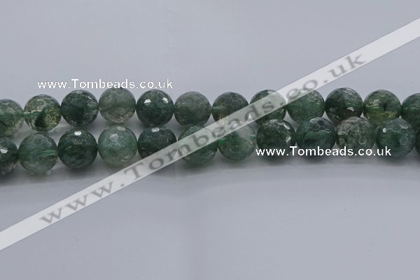 CGQ526 15.5 inches 16mm faceted round imitation green phantom quartz beads