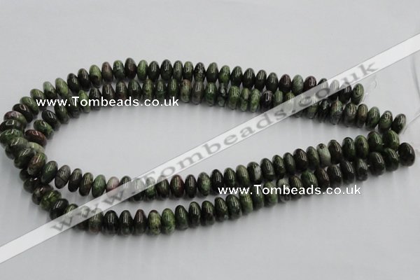 CGR05 16 inches 6*12mm rondelle green rain forest stone beads wholesale