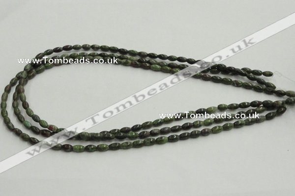 CGR06 16 inches 4*6mm rice green rain forest stone beads wholesale
