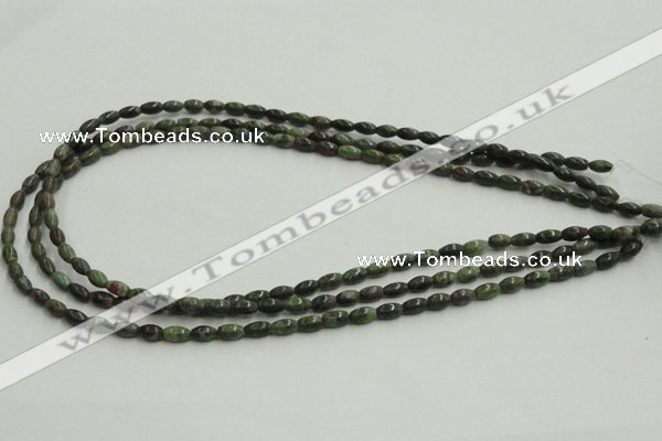 CGR06 16 inches 4*6mm rice green rain forest stone beads wholesale