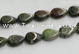 CGR08 16 inches 8*12mm flat teardrop green rain forest stone beads