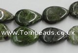 CGR09 16 inches 13*18mm flat teardrop green rain forest stone beads