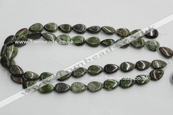 CGR09 16 inches 13*18mm flat teardrop green rain forest stone beads