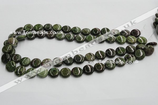 CGR16 16 inches 14mm flat round green rain forest stone beads wholesale