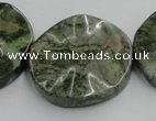 CGR21 16 inches 30mm wavy coin green rain forest stone beads wholesale