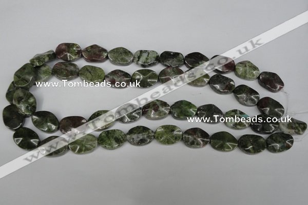 CGR22 15.5 inches 13*18mm wavy oval green rain forest stone beads