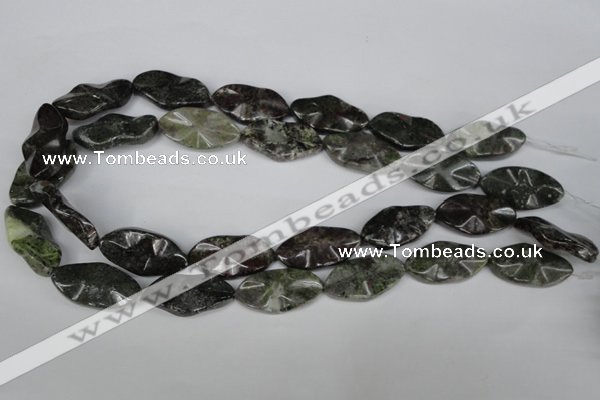 CGR23 15.5 inches 15*28mm wavy marquise green rain forest stone beads