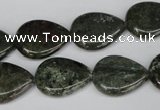 CGR24 15.5 inches 15*20mm flat teardrop green rain forest stone beads