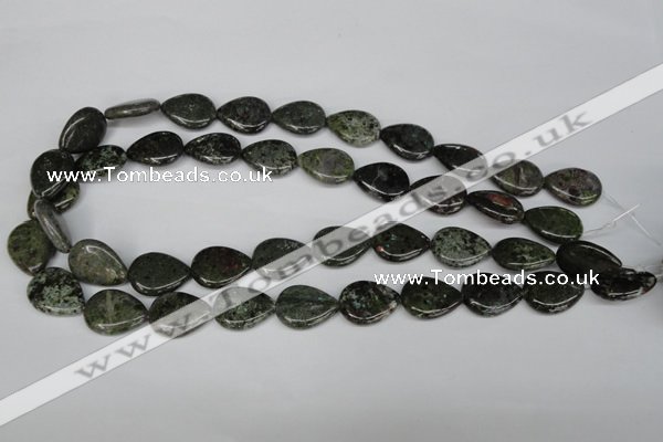CGR24 15.5 inches 15*20mm flat teardrop green rain forest stone beads