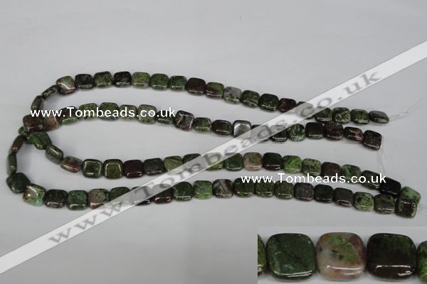 CGR32 15.5 inches 10*10mm square green rain forest stone beads