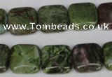 CGR33 15.5 inches 14*14mm square green rain forest stone beads