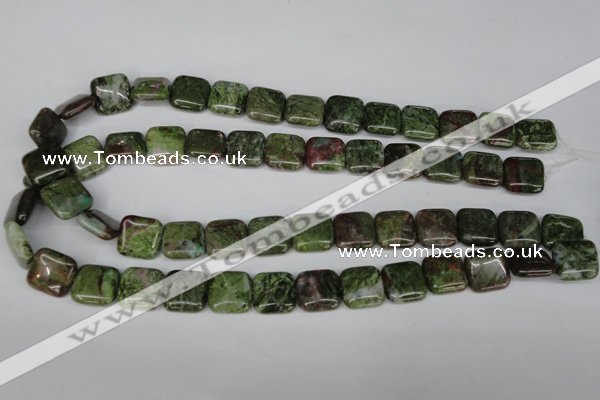 CGR33 15.5 inches 14*14mm square green rain forest stone beads