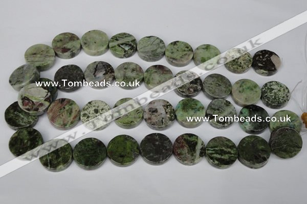 CGR38 15.5 inches 22mm coin green rain forest stone beads