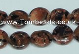 CGS208 15.5 inches 14mm flat round blue & brown goldstone beads wholesale