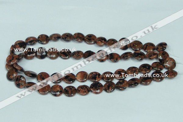 CGS208 15.5 inches 14mm flat round blue & brown goldstone beads wholesale