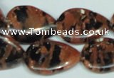 CGS214 15.5 inches 18*25mm flat teardrop blue & brown goldstone beads