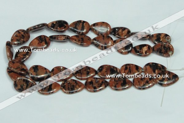 CGS214 15.5 inches 18*25mm flat teardrop blue & brown goldstone beads