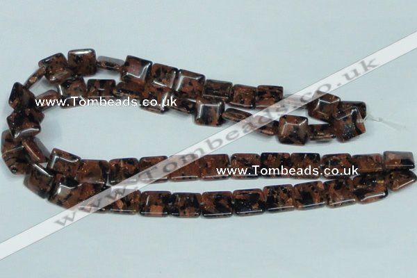 CGS215 15.5 inches 14*14mm square blue & brown goldstone beads wholesale