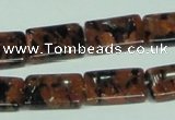 CGS217 15.5 inches 13*18mm rectangle blue & brown goldstone beads