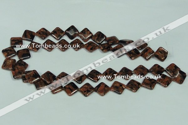 CGS219 15.5 inches 14*14mm diamond blue & brown goldstone beads