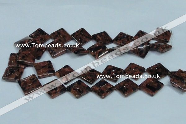 CGS220 15.5 inches 20*20mm diamond blue & brown goldstone beads