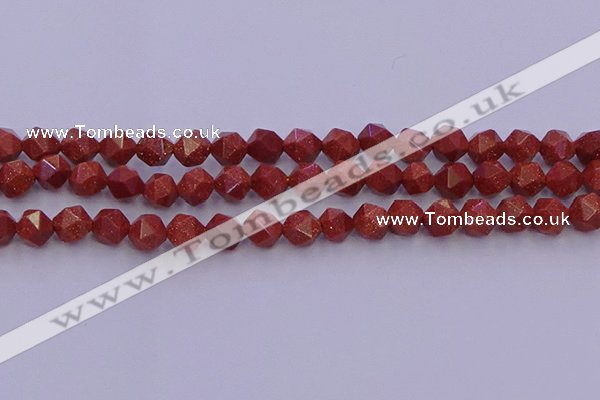 CGS452 15.5 inches 8mm faceted nuggets goldstone beads wholesale