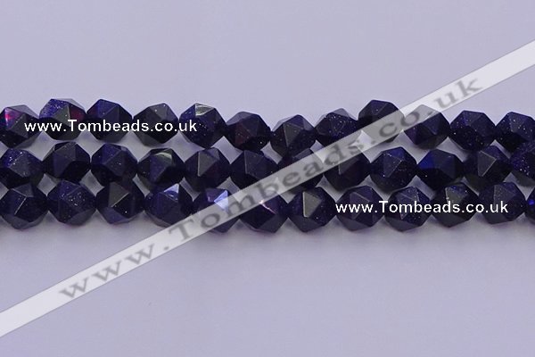 CGS459 15.5 inches 12mm faceted nuggets goldstone beads wholesale