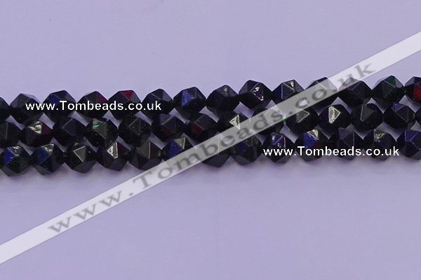 CGS464 15.5 inches 12mm faceted nuggets green goldstone beads
