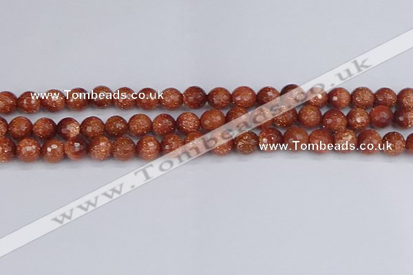 CGS472 15.5 inches 8mm faceted round goldstone beads wholesale