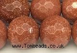 CGS492 15 inches 10mm faceted round goldstone beads