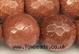 CGS493 15 inches 12mm faceted round goldstone beads