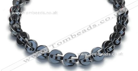 CHE10 16 inches 11mm curved moon shape hematite beads Wholesale