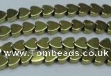 CHE1000 15.5 inches 6*6mm heart plated hematite beads wholesale