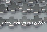 CHE1007 15.5 inches 10*10mm cross plated hematite beads wholesale