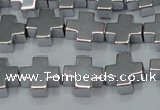 CHE1007 15.5 inches 10*10mm cross plated hematite beads wholesale