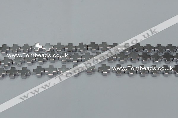 CHE1007 15.5 inches 10*10mm cross plated hematite beads wholesale