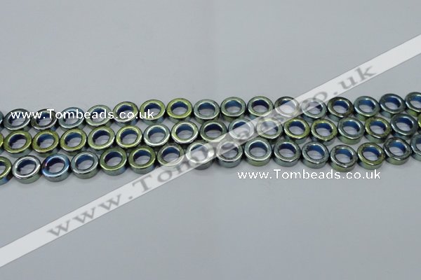 CHE1018 15.5 inches 12mm donut plated hematite beads wholesale