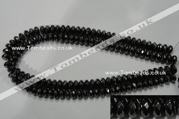 CHE105 15.5 inches 6*10mm faceted rondelle hematite beads wholesale