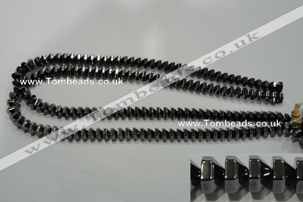 CHE135 15.5 inches 5*8mm pyramid hematite beads wholesale