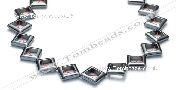 CHE14 16 inches 18*18mm hollow rhombic hematite beads Wholesale