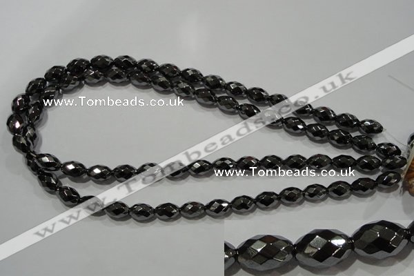 CHE145 15.5 inches 8*12mm faceted rice hematite beads wholesale