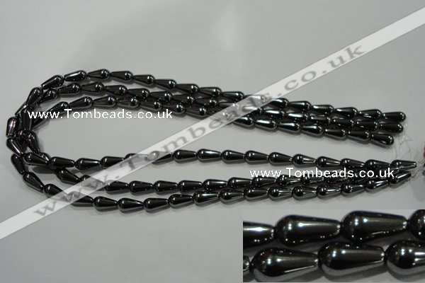 CHE147 15.5 inches 6*12mm teardrop hematite beads wholesale