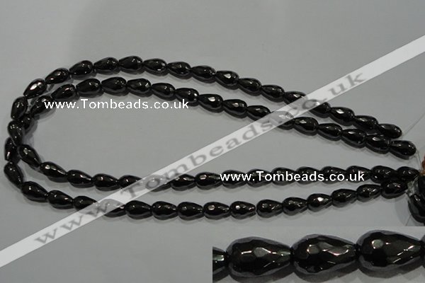 CHE155 15.5 inches 8*12mm faceted teardrop hematite beads