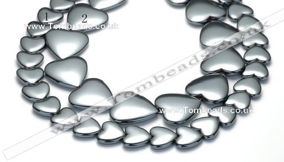 CHE16 16 inches 16mm & 25mm heart shape hematite beads Wholesale