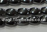 CHE160 15.5 inches 5*8mm twisted rice hematite beads